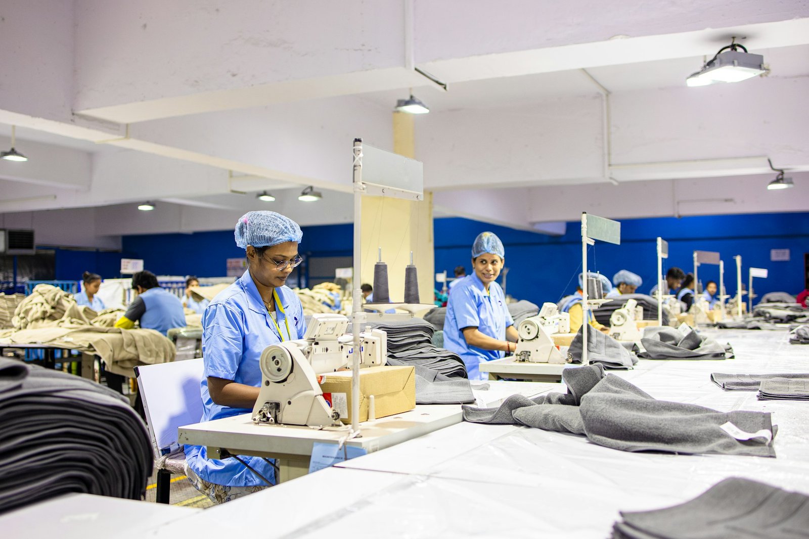Garment workers sewing at a Fabacs partner factory