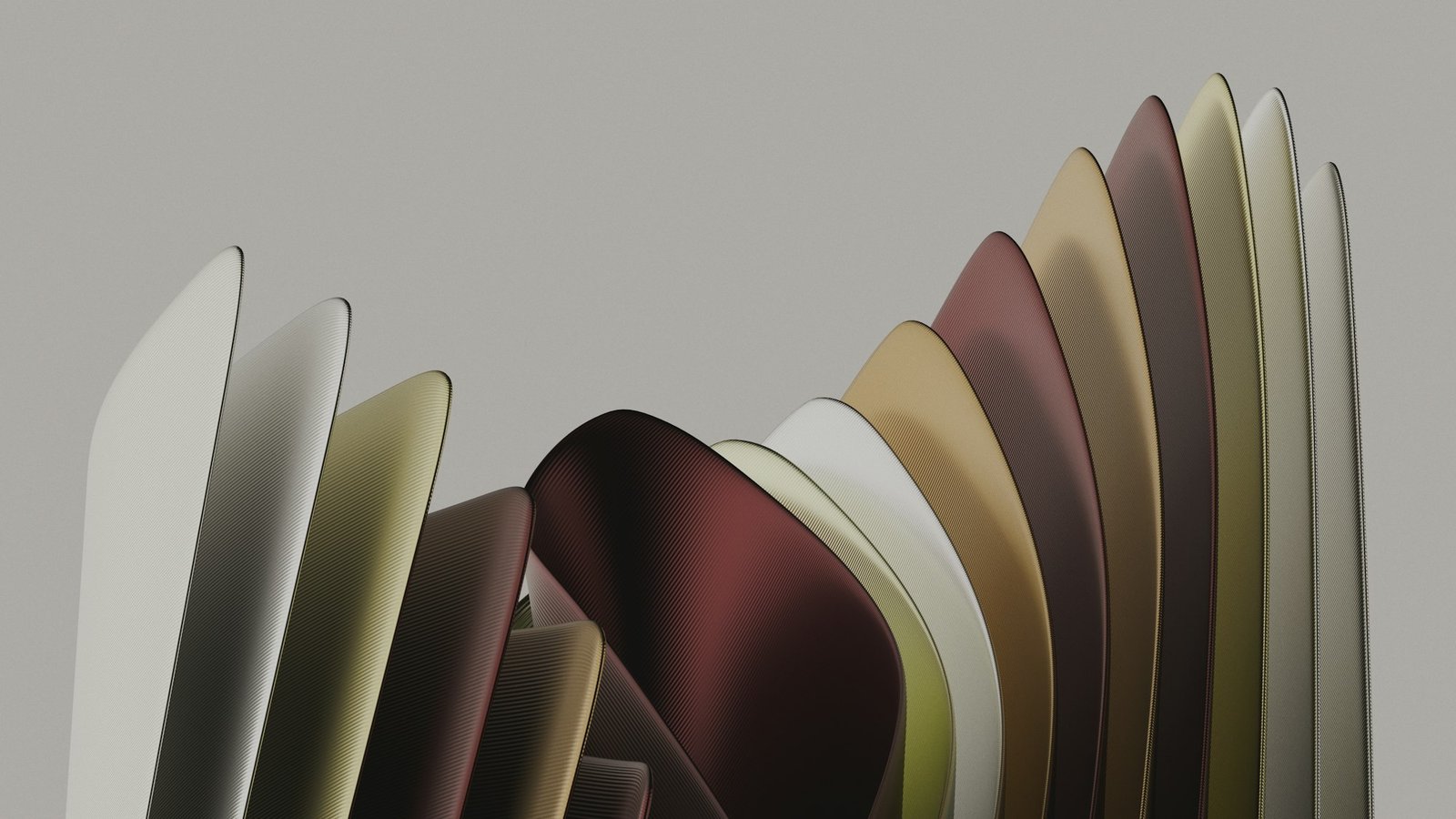Fanned fabric swatches in warm premium tones